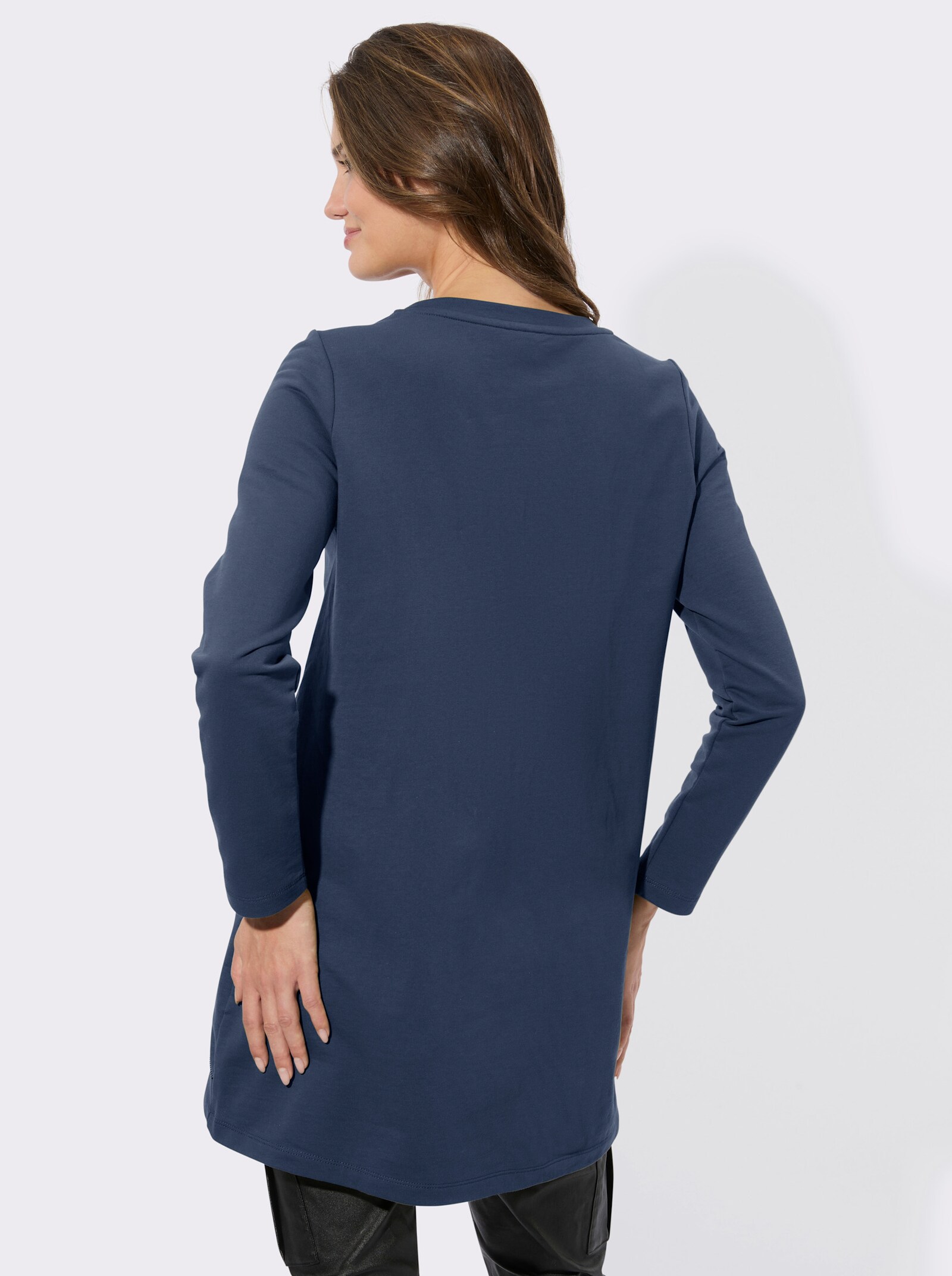 Longsweatshirt mit Zierreißverschluss - rauchblau