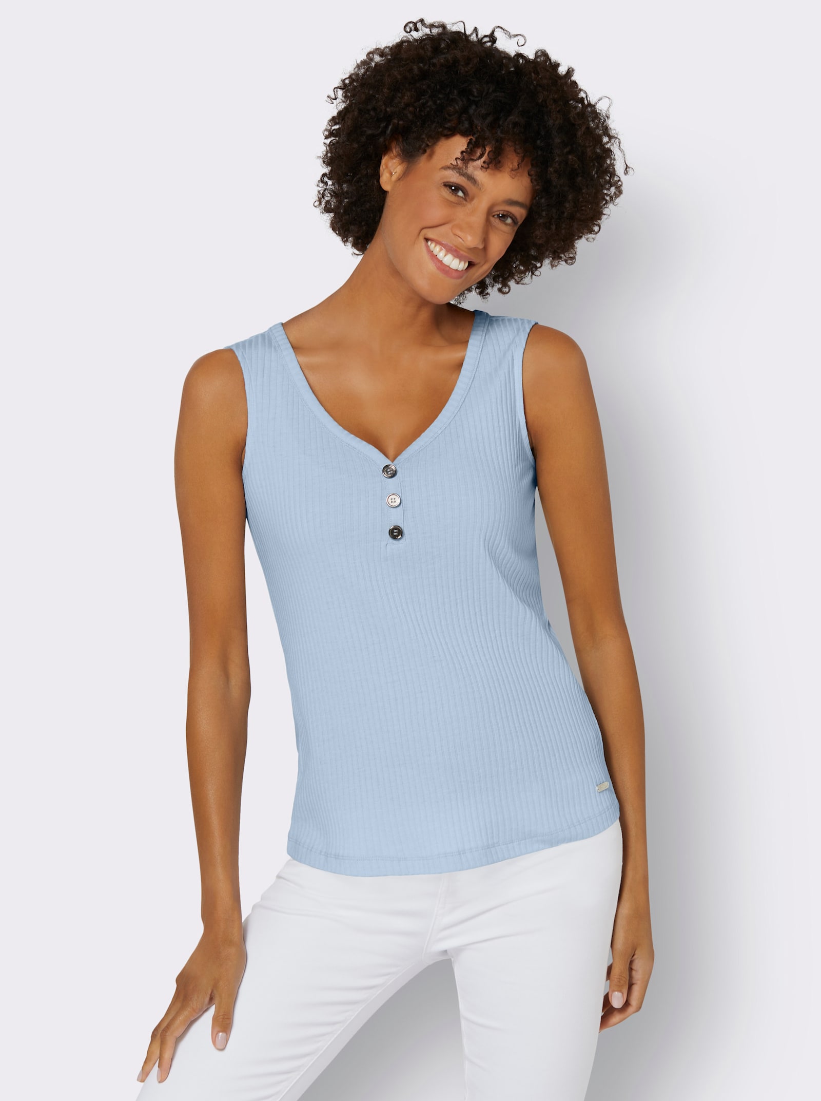 Shirttop in Ripp-Qualität - hellblau