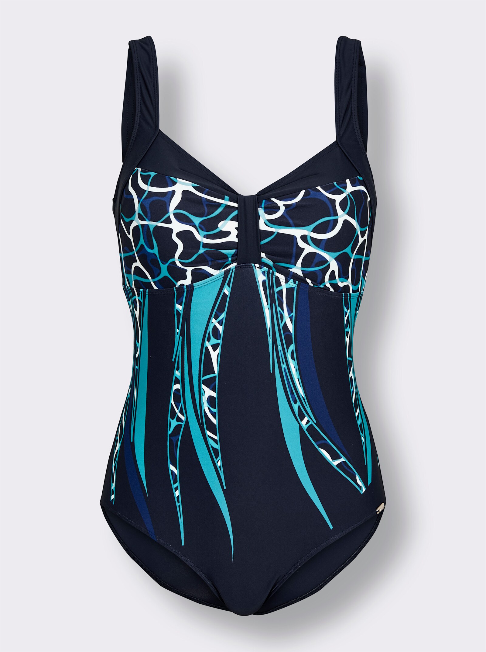 feel good Badeanzug mit platziertem Druckdessin - marine-royalblau-bedruckt