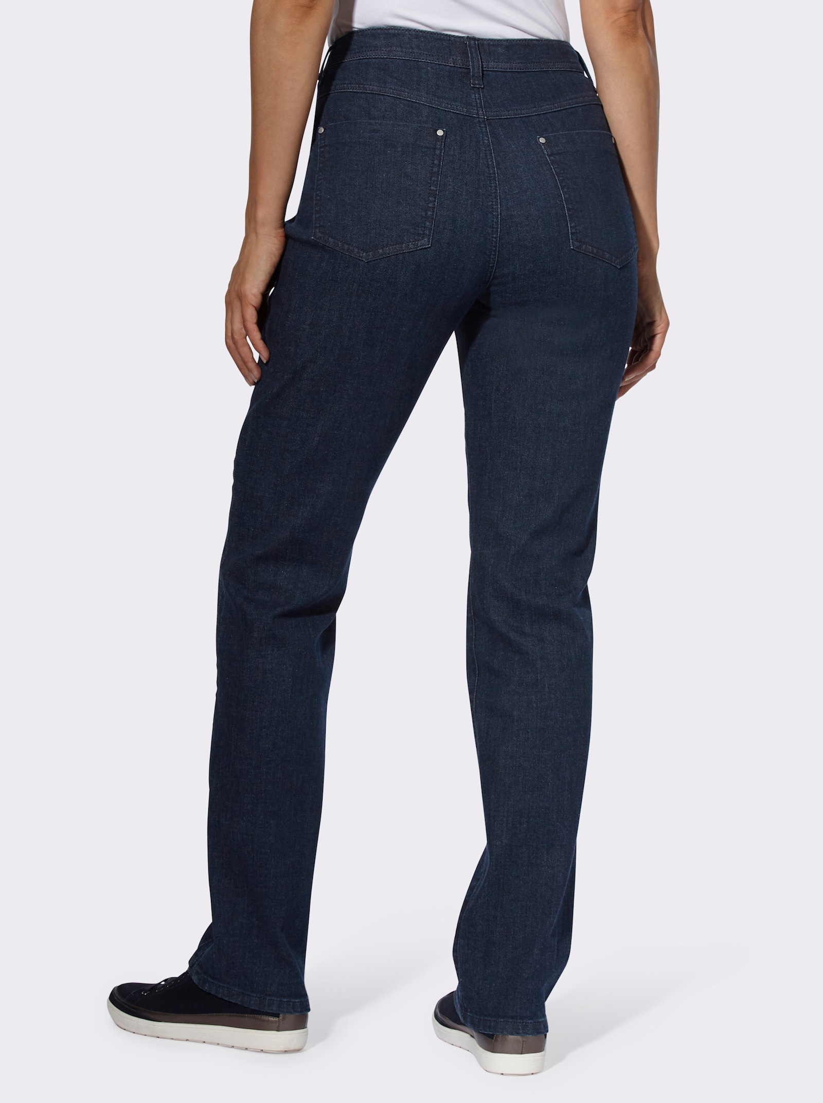 Jeans met sierbiezen opzij - dark-blue
