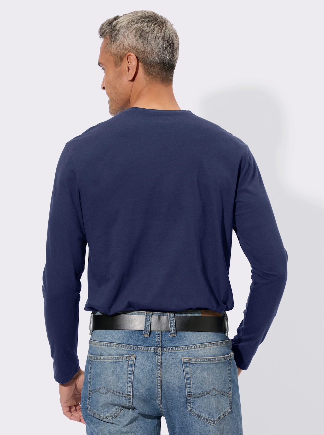 Tričko s dlouhým rukávem z čisté bavlny - námořnická modrá