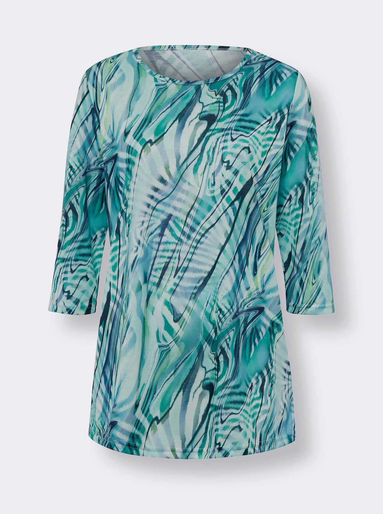 Lang shirt - aquamarine/smaragdgroen bedrukt
