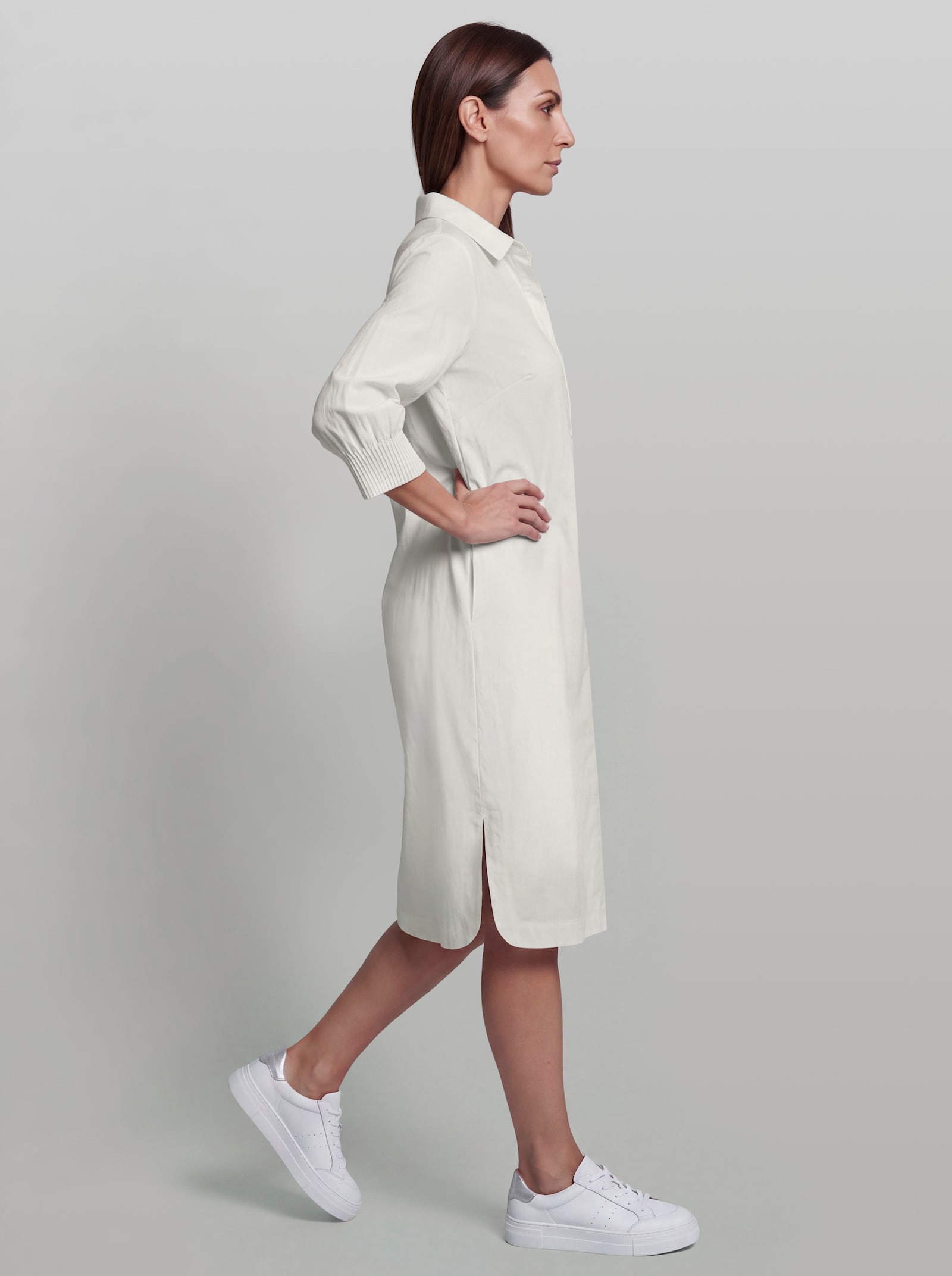 heine Polokleid mit Plissee-Ärmel - ecru