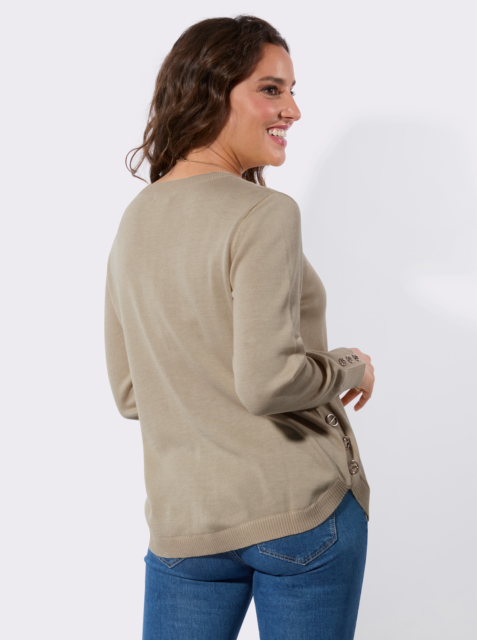 Langarm-Pullover - sesam