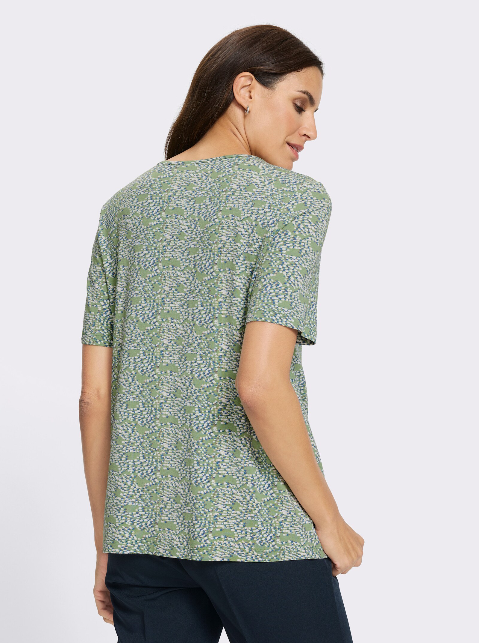 Print-Shirt mit Falten im Vorderteil - eucalyptus-grau-bedruckt