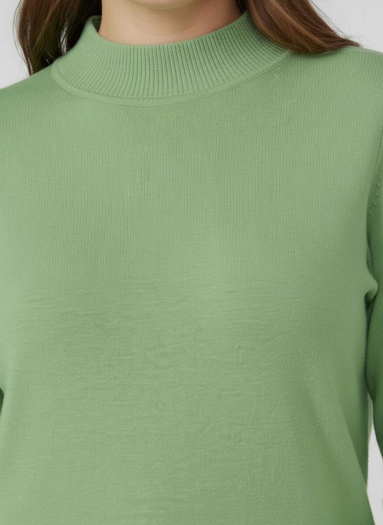 Stehkragenpullover mit Ripp-Abschlüssen - apfel