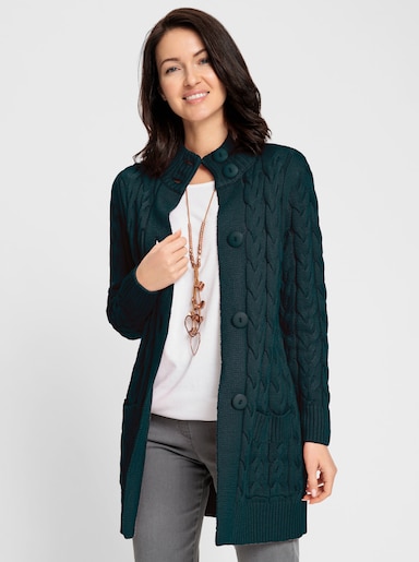 Longstrickjacke - petrol