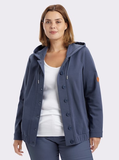 sheego Shirtjacke mit Kapuze - rauchblau