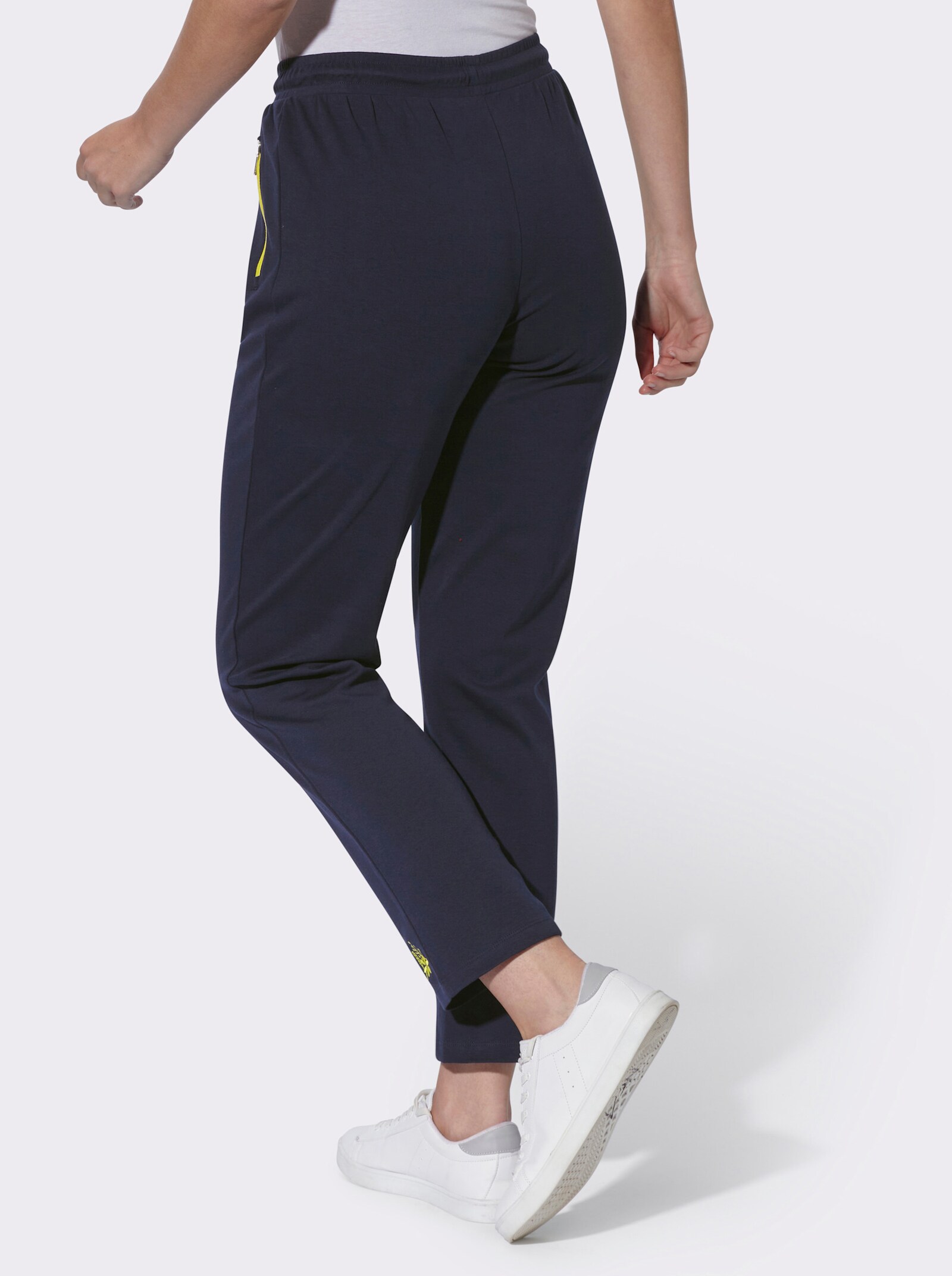 Freizeithose mit Stickerei - marine