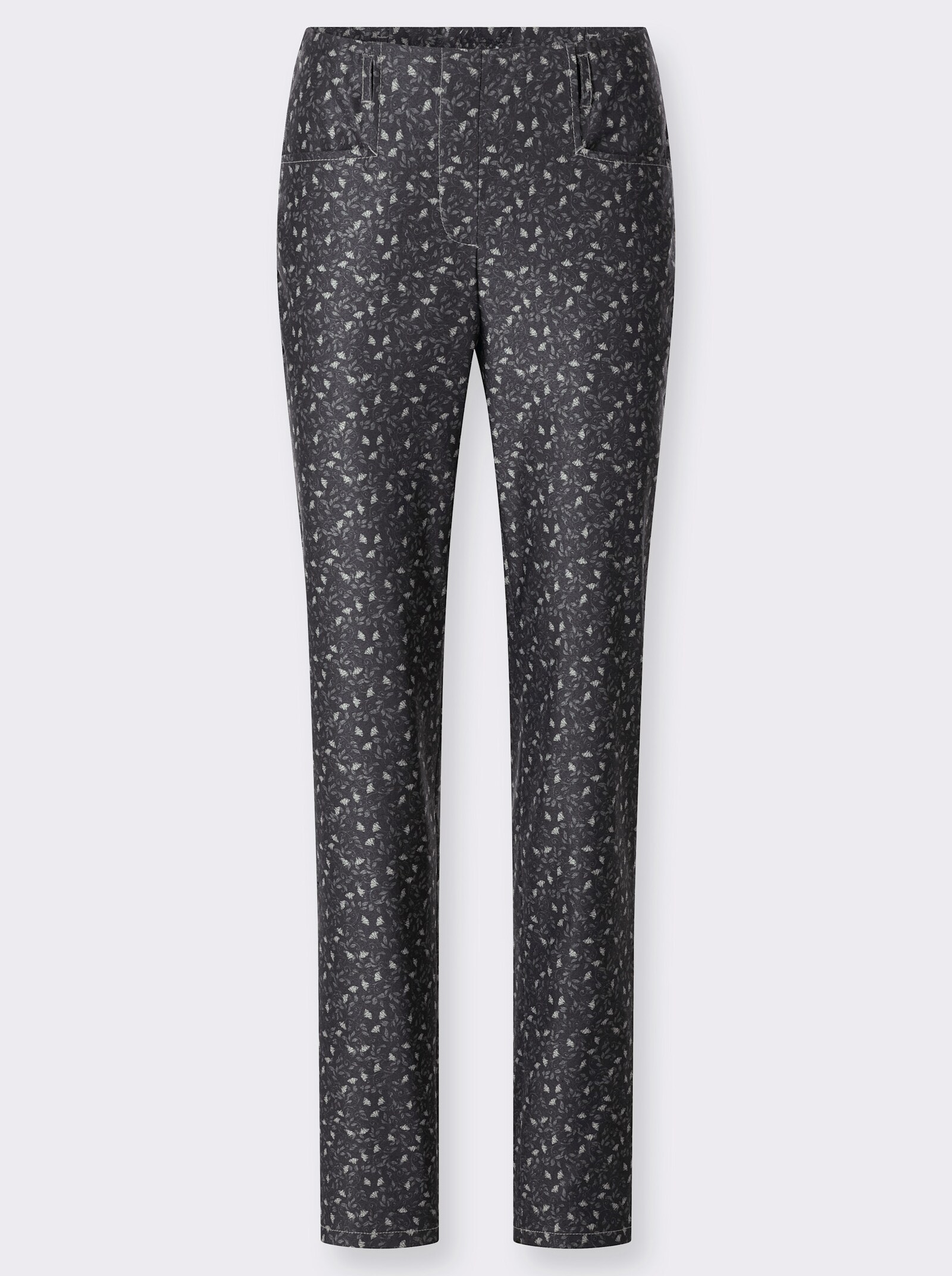 Cosma Schlupfhose mit Blüten- und Blätterdruck - schwarz-bedruckt