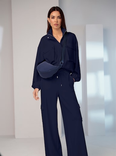 heine Sweatjacke mit Blasebalg-Taschen - marine