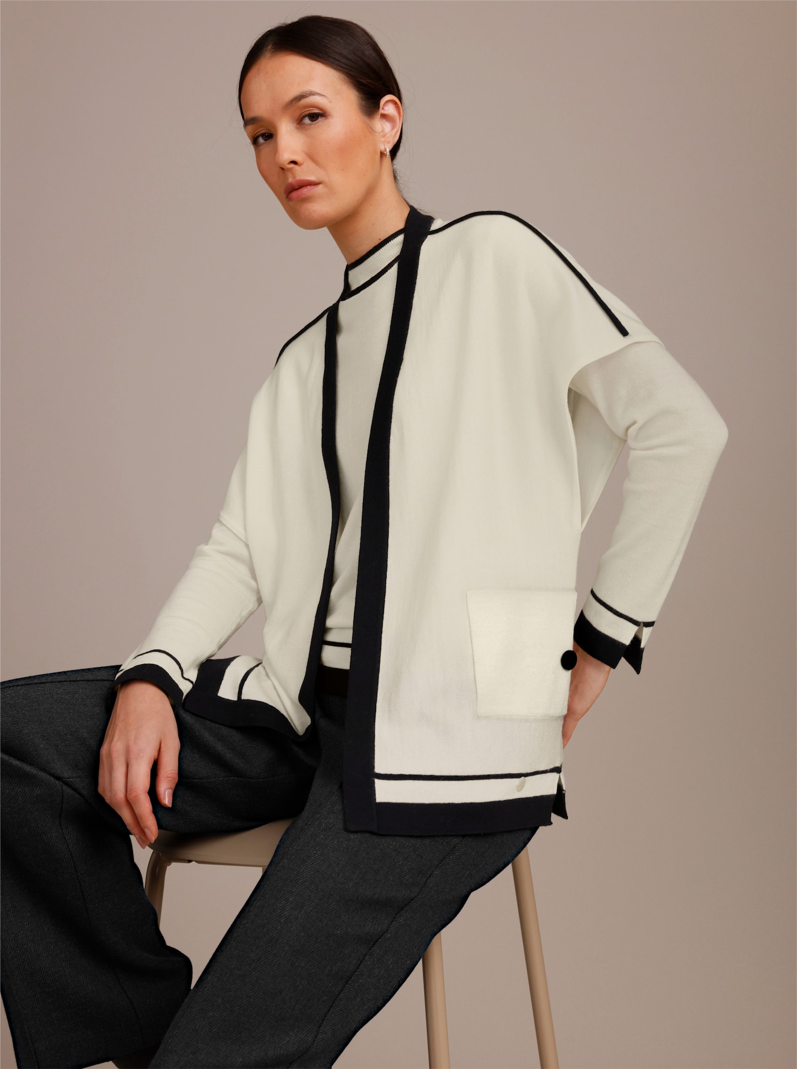 CREATION L PREMIUM Twin-Set - ecru-schwarz