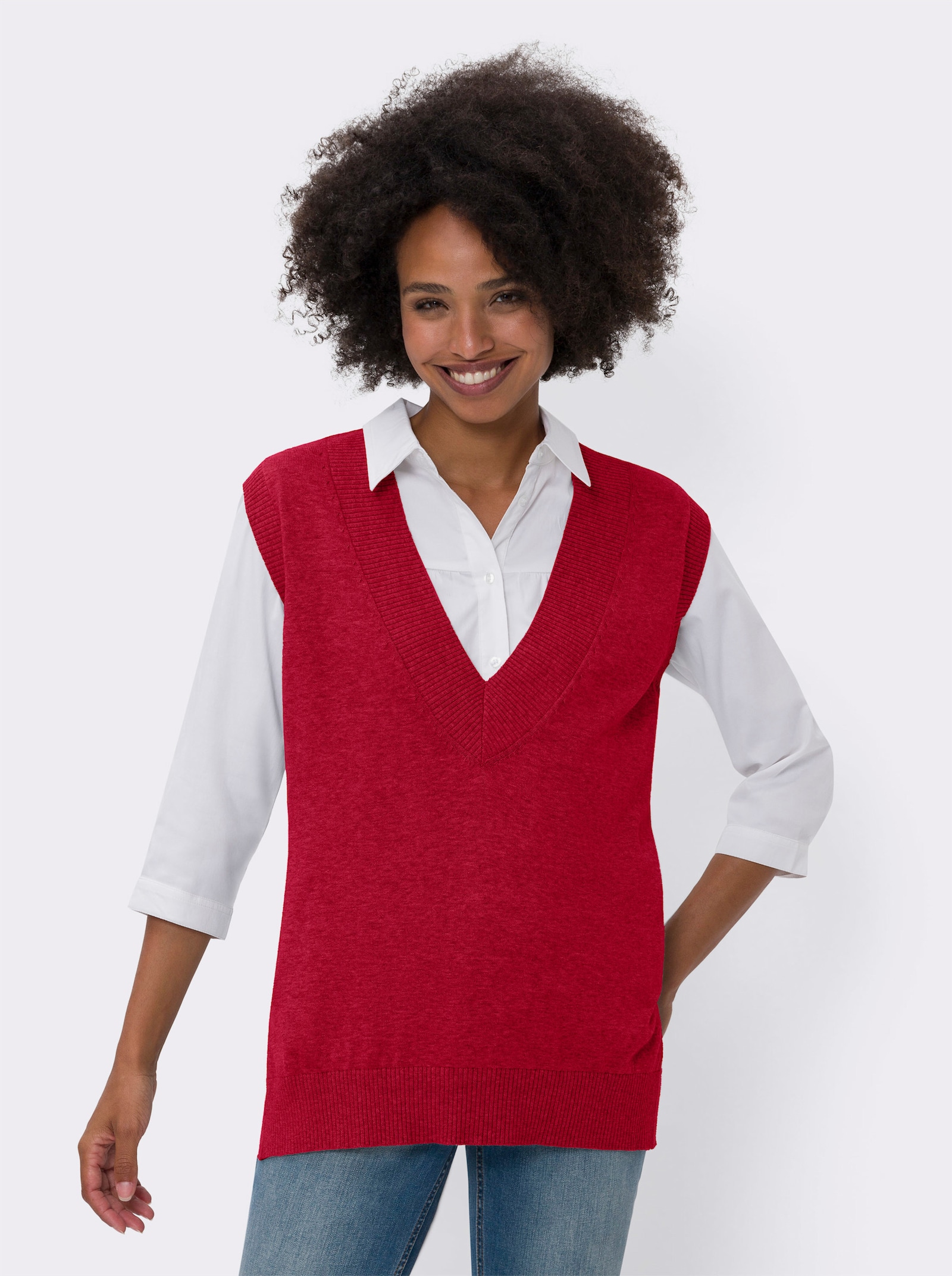 heine Pullunder mit tiefem V-Ausschnitt - rot