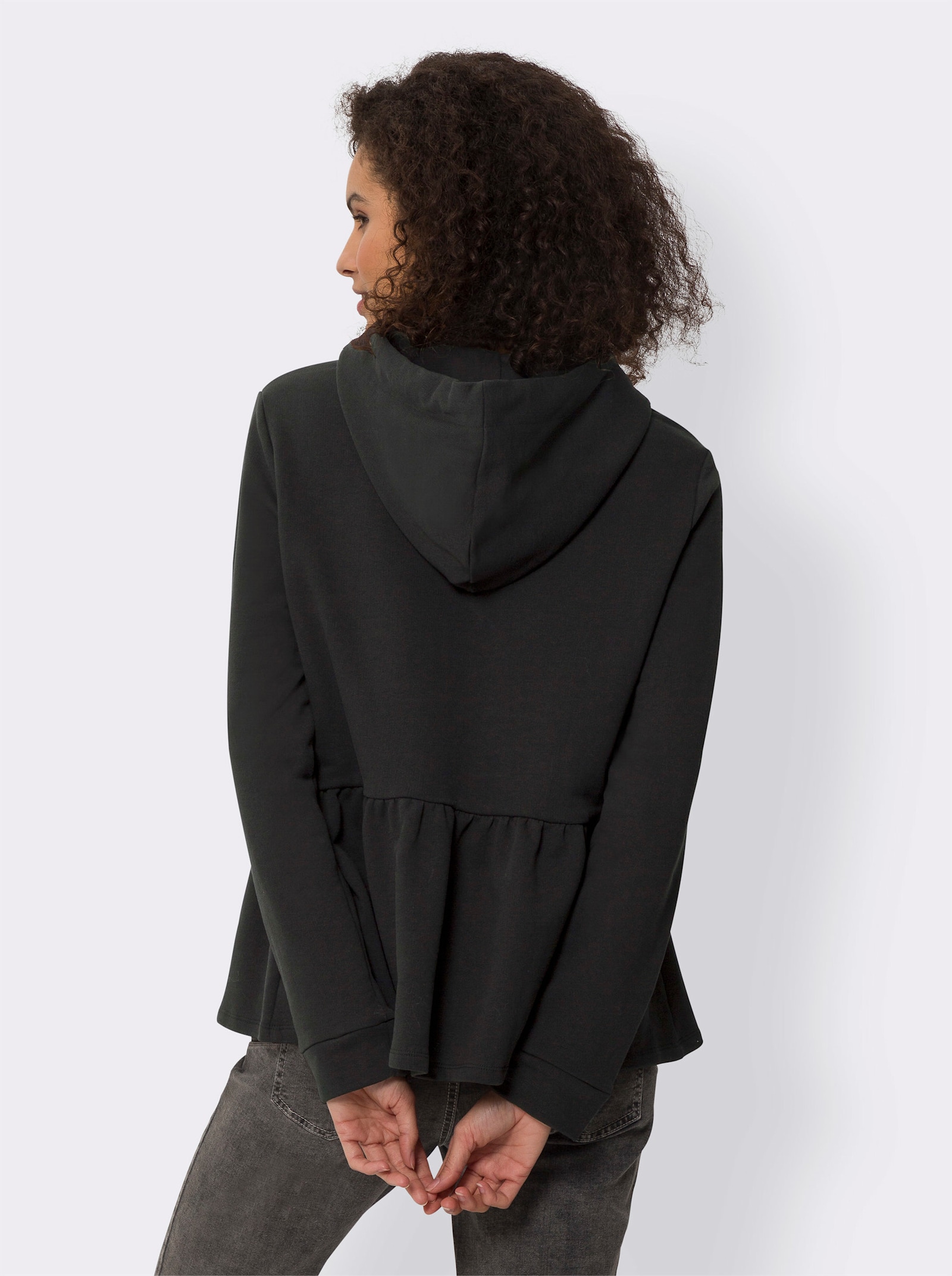 heine Kapuzensweatshirt mit Schößchen, weich - schwarz