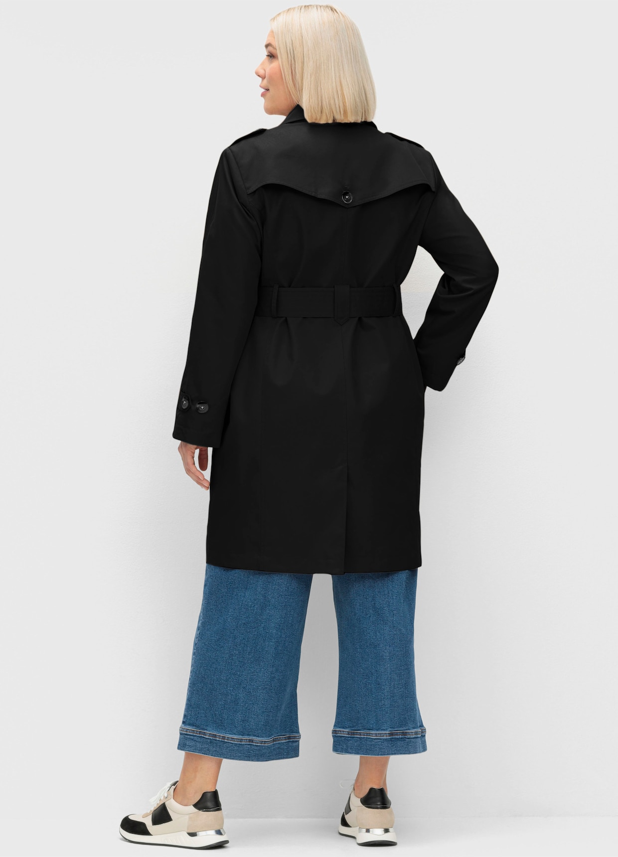 sheego Trenchcoat mit Schulterriegel - schwarz