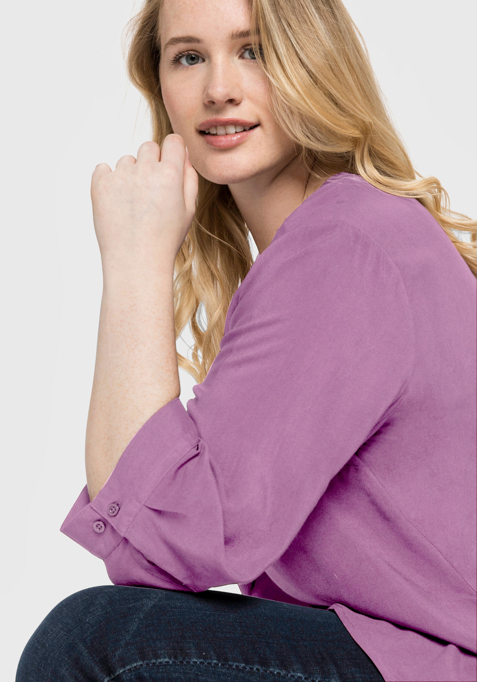 sheego Tunika mit dekorativer Falte - orchidee