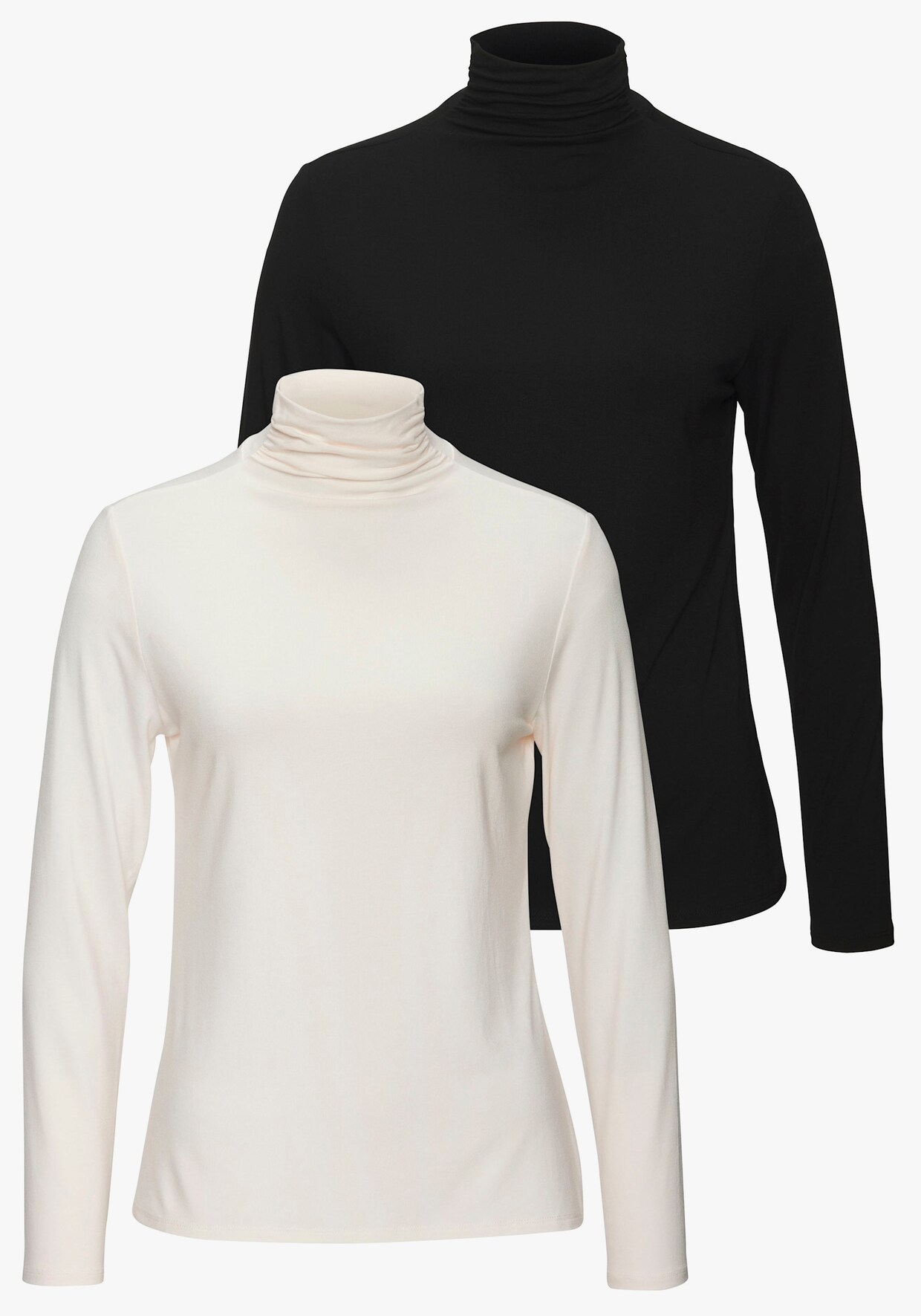 LASCANA Stehkragenshirt - creme, schwarz