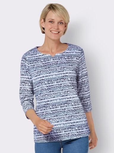 3/4-Arm-Shirt - taubenblau-hellblau-bedruckt