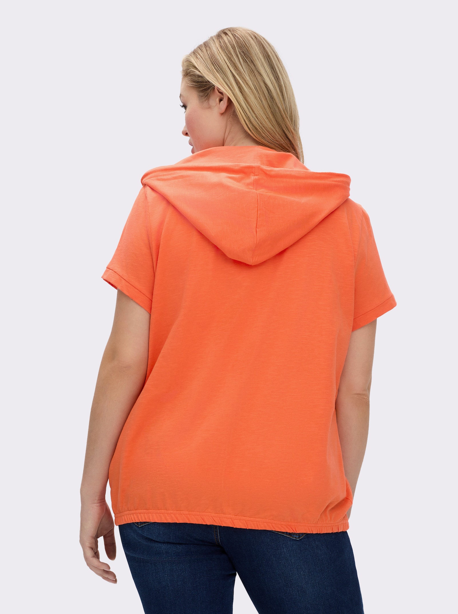 Sweatjacke mit Nahttaschen - orange