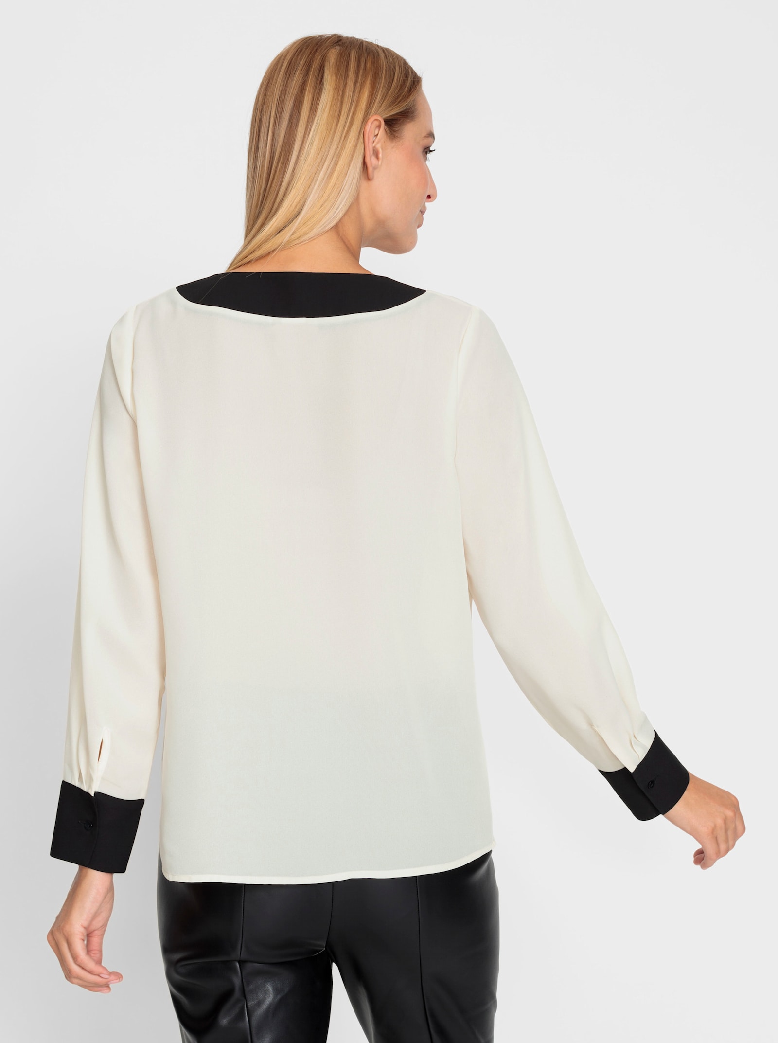 heine Langarm-Bluse mit Kontrast-Blenden - champagner