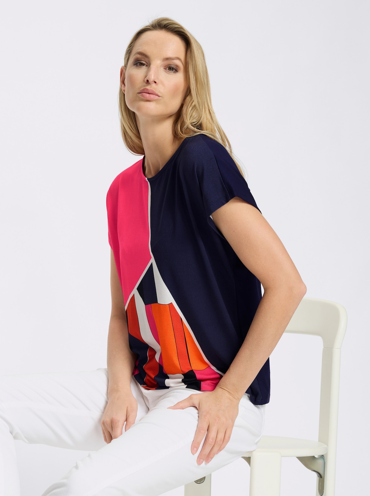 heine T-shirt à manches courtes - orange-marine imprimé