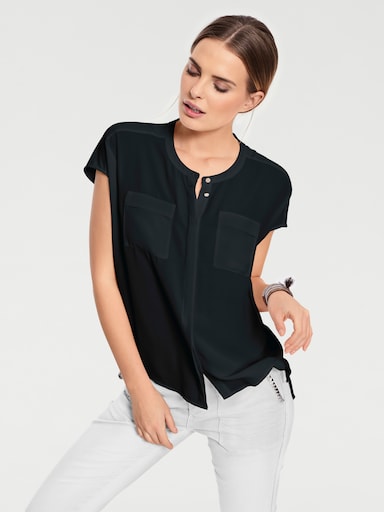 heine Kurzarm-Bluse - schwarz