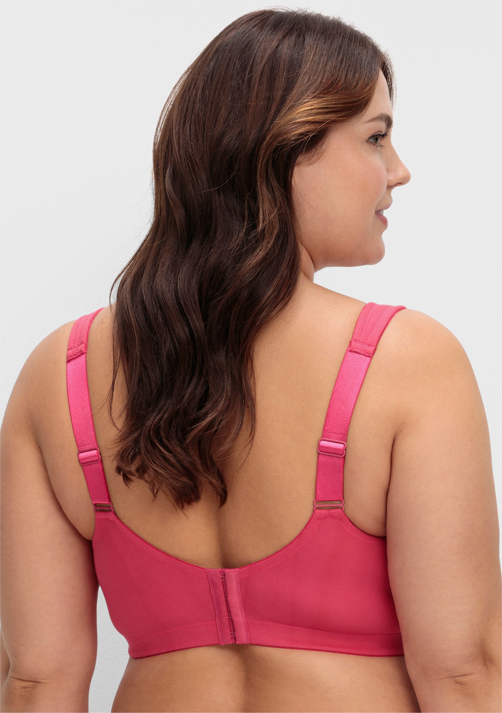 sheego Bügelloser BH mit Spitzenbesatz - orchidee