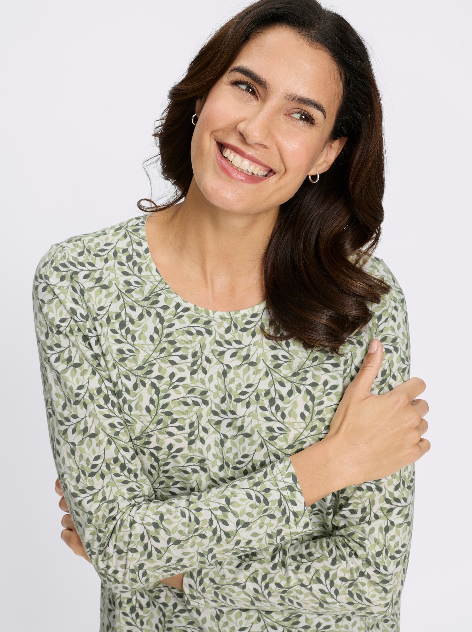 Print-Shirt - khaki-schilf-bedruckt