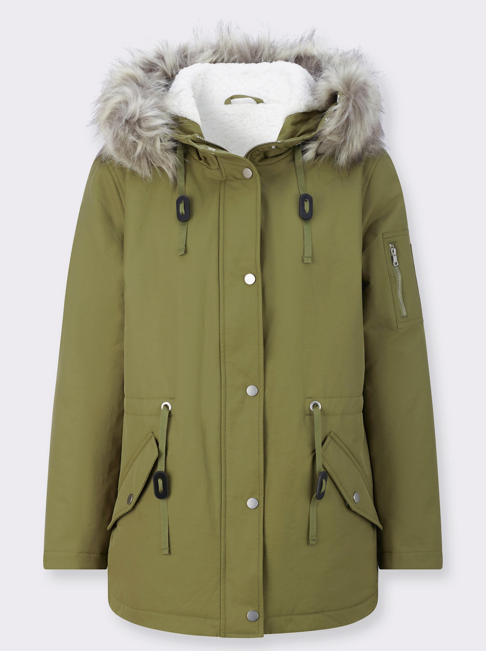 Parka mit Teddyfutter - oliv