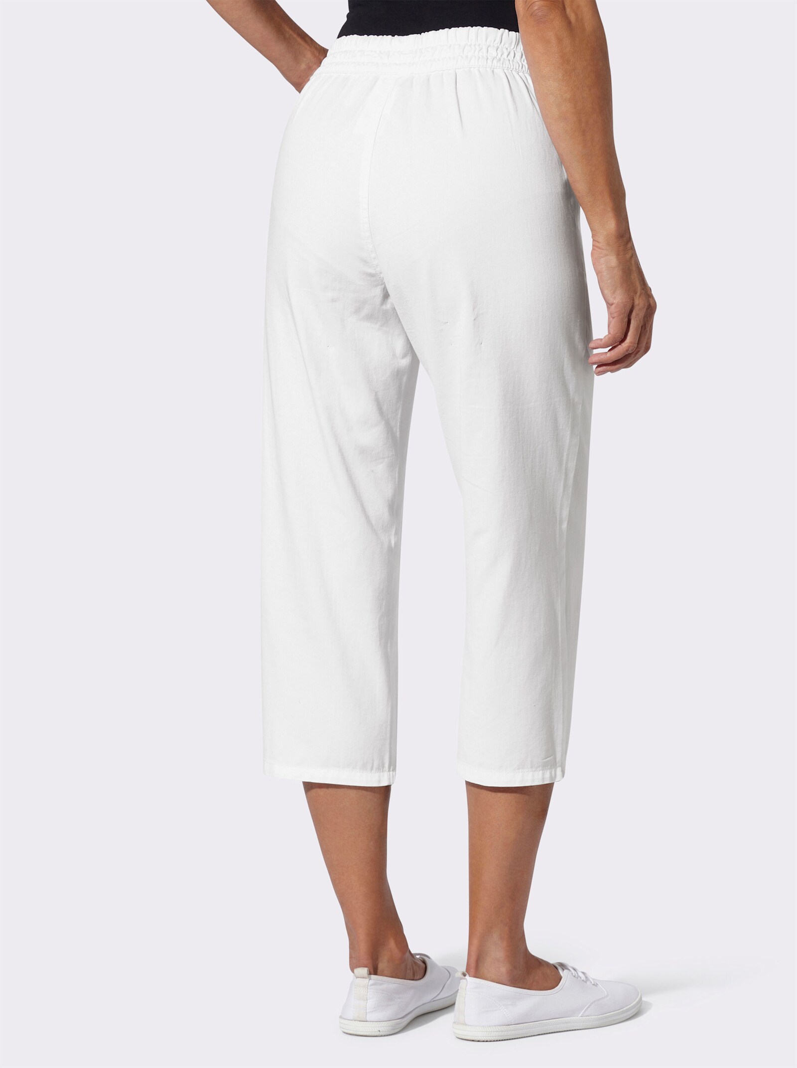 3/4-långa jeans med dekorknappar - vit