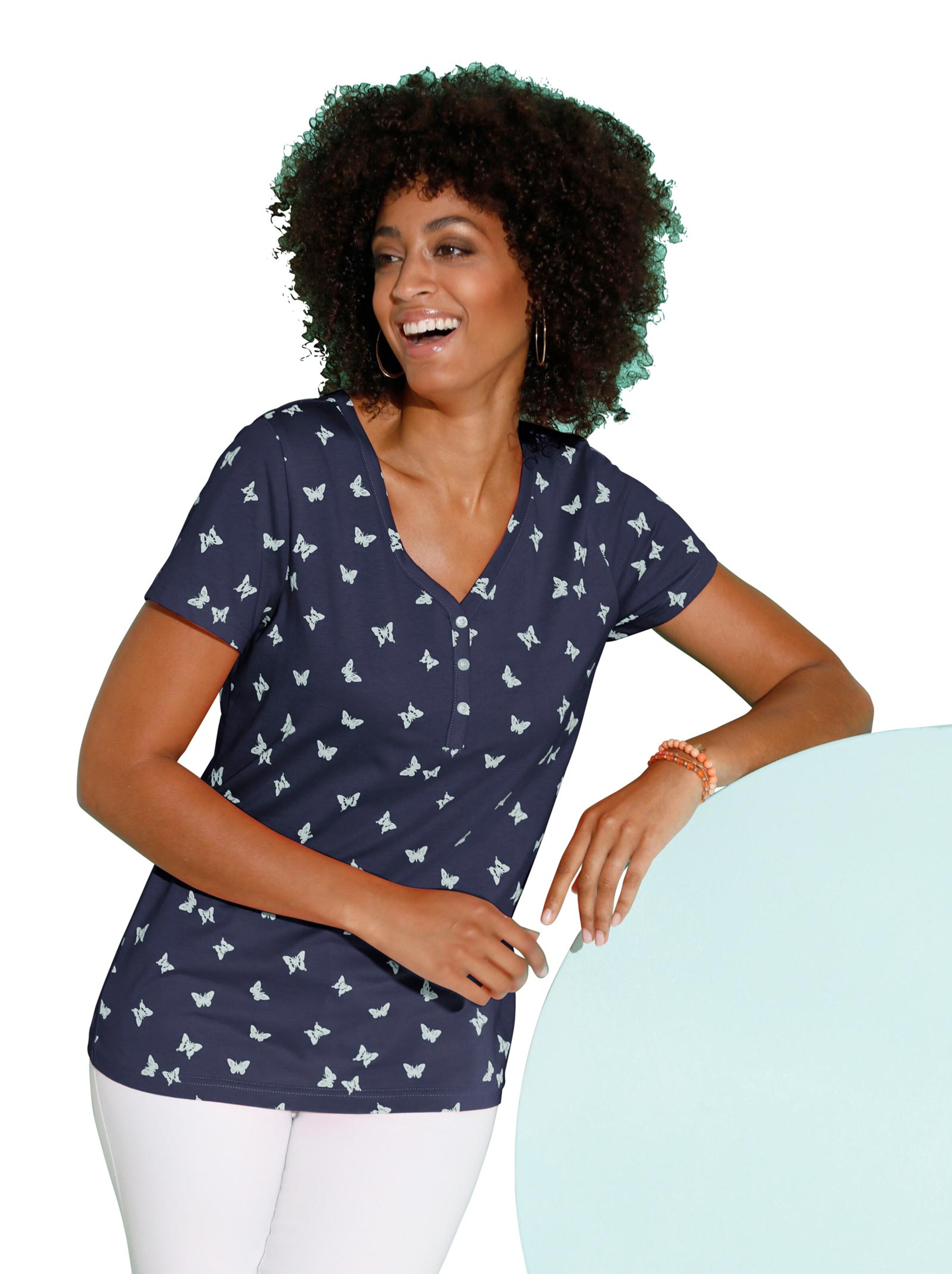 Shirt - nachtblau-bedruckt