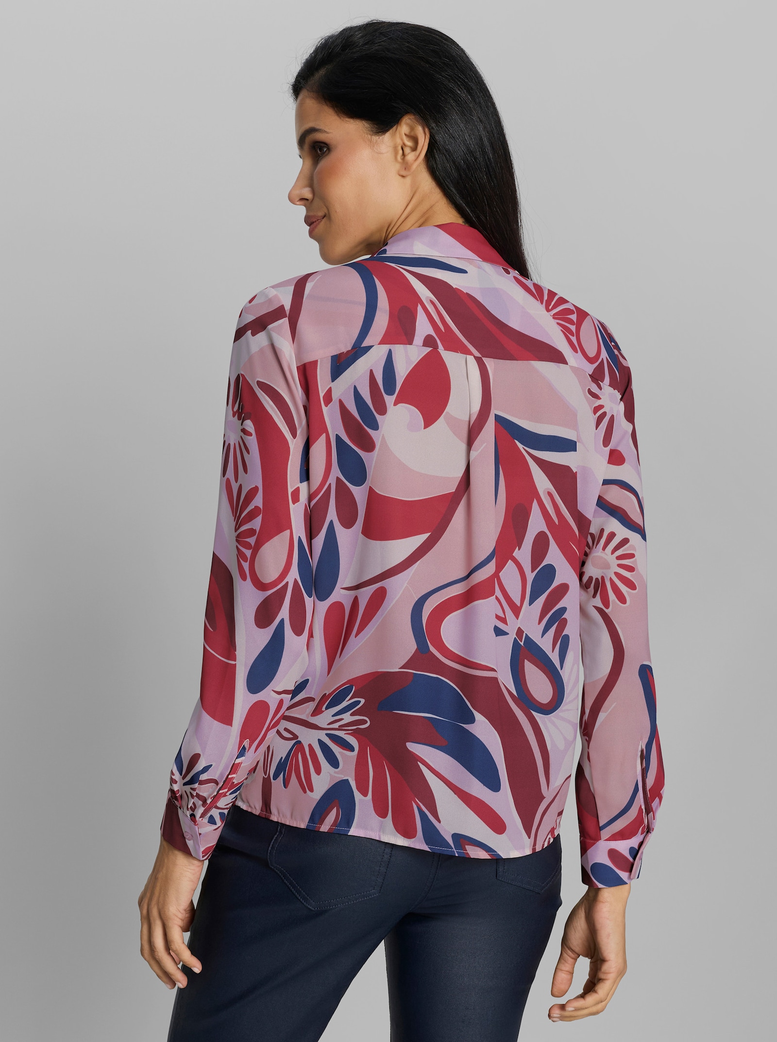 heine Druckbluse in Crêpe-Qualität - rosenquarz-rot-bedruckt