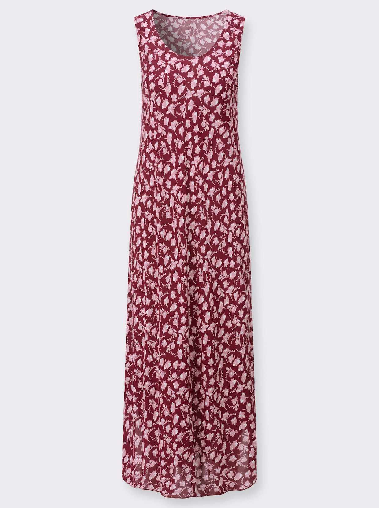 Druckkleid - bordeaux-weiß-bedruckt