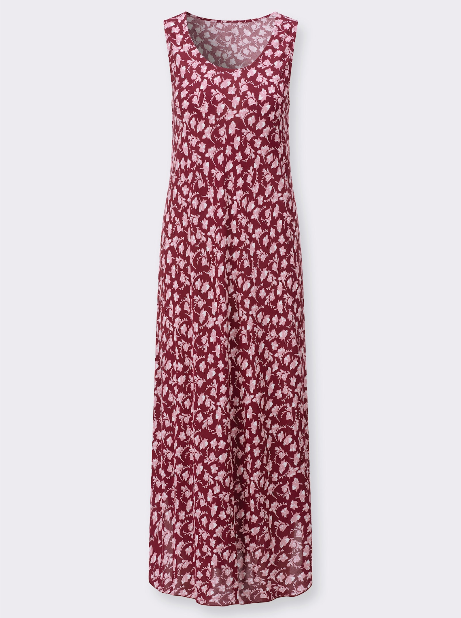 Druckkleid zum Reinschlüpfen - bordeaux-weiß-bedruckt