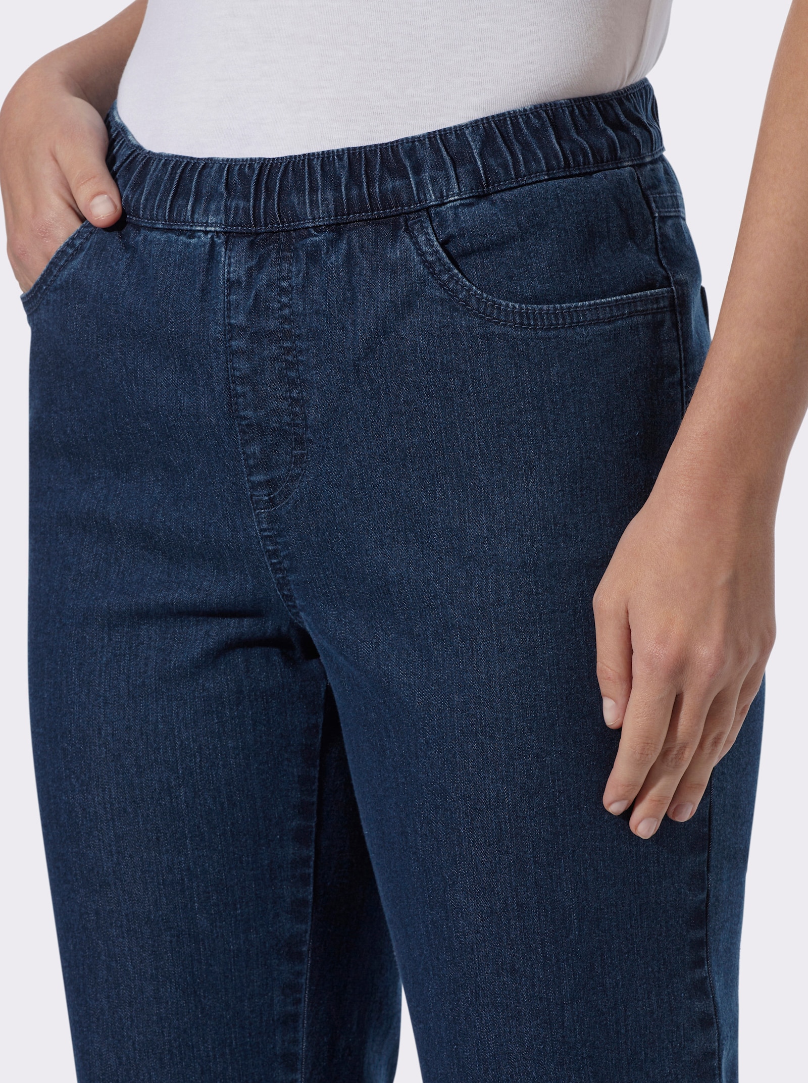 Jeans met geborduurde achterzakken - blue-stonewashed