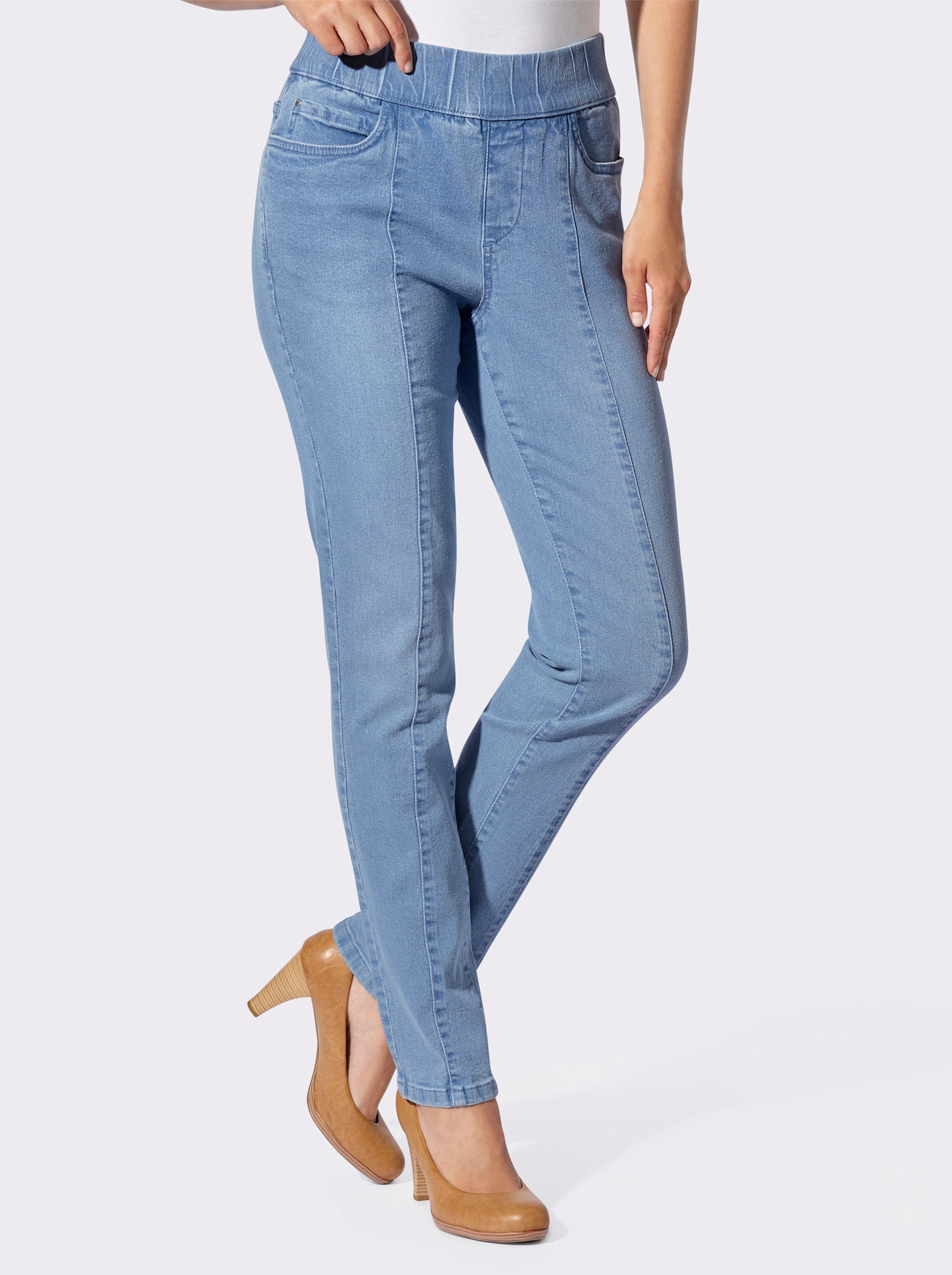 Comfortjeans in 5-pocketsmodel - blue-bleached