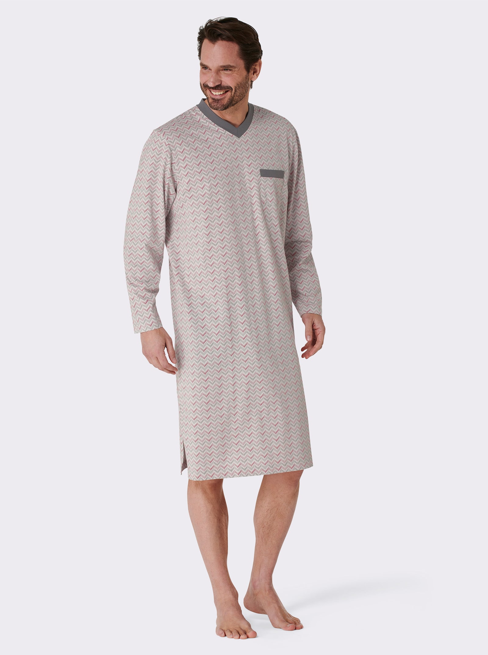 wäschepur men Nachthemden - marine + lichtgrijs bedrukt
