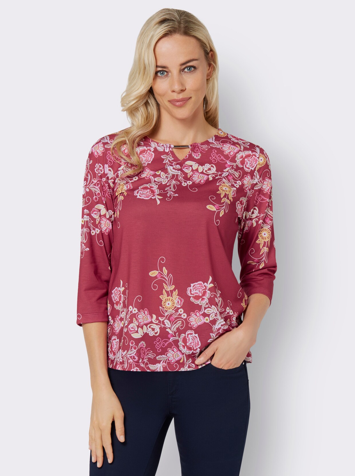 Shirt met 3/4-mouw - rood geprint