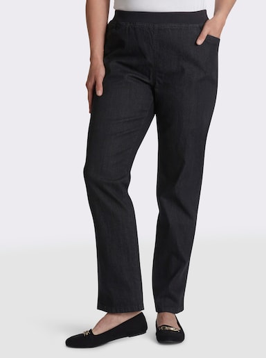 Stretch-Jeans mit Rundum-Dehnbund - black-denim