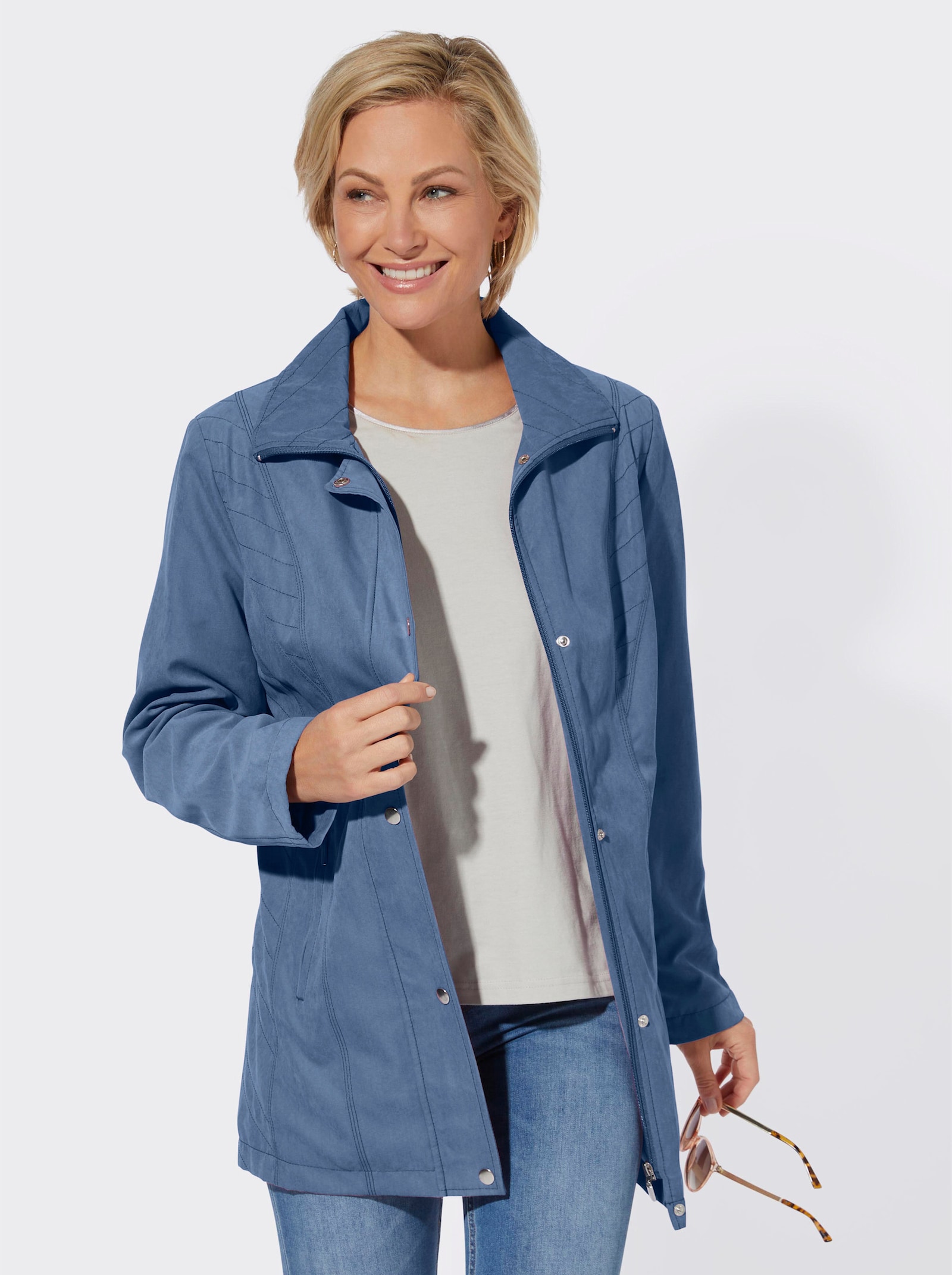 Übergangsjacke mit Reißverschluss-Taschen - jeansblau