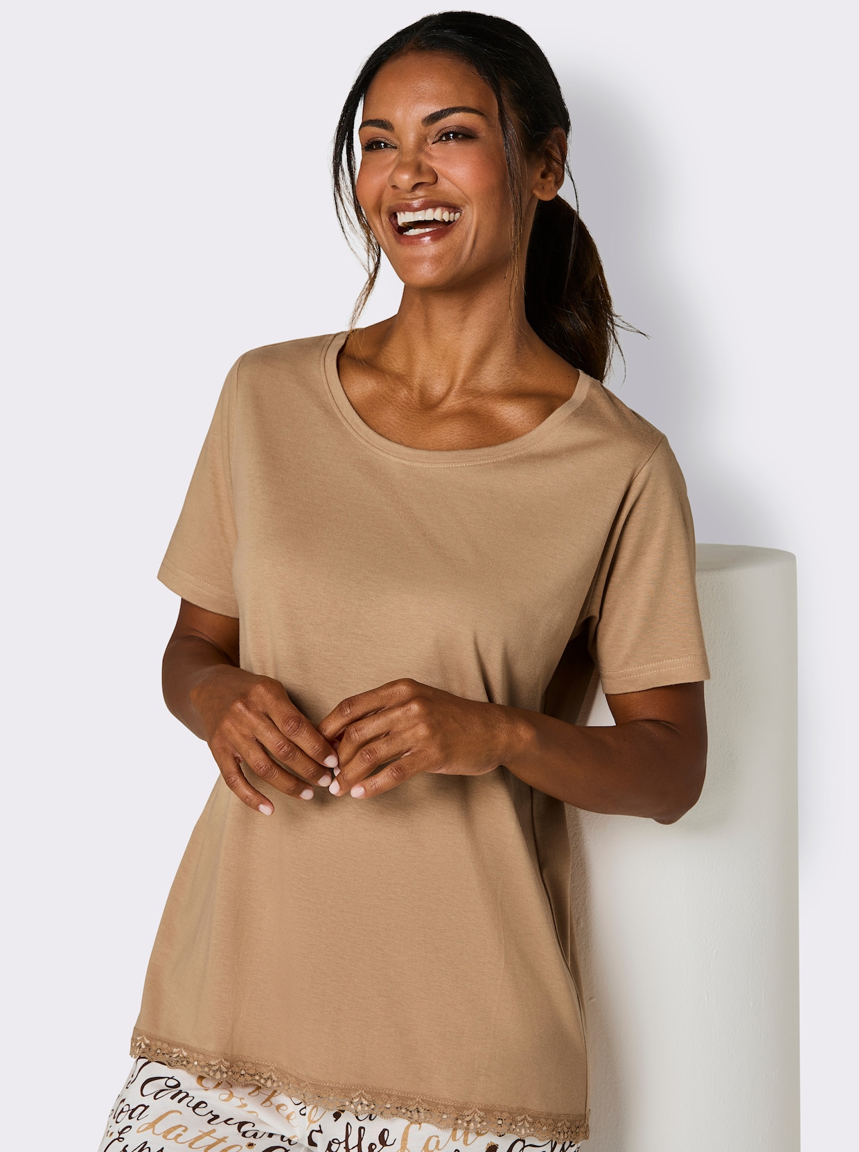 wäschepur Schlafanzug-Shirt - camel