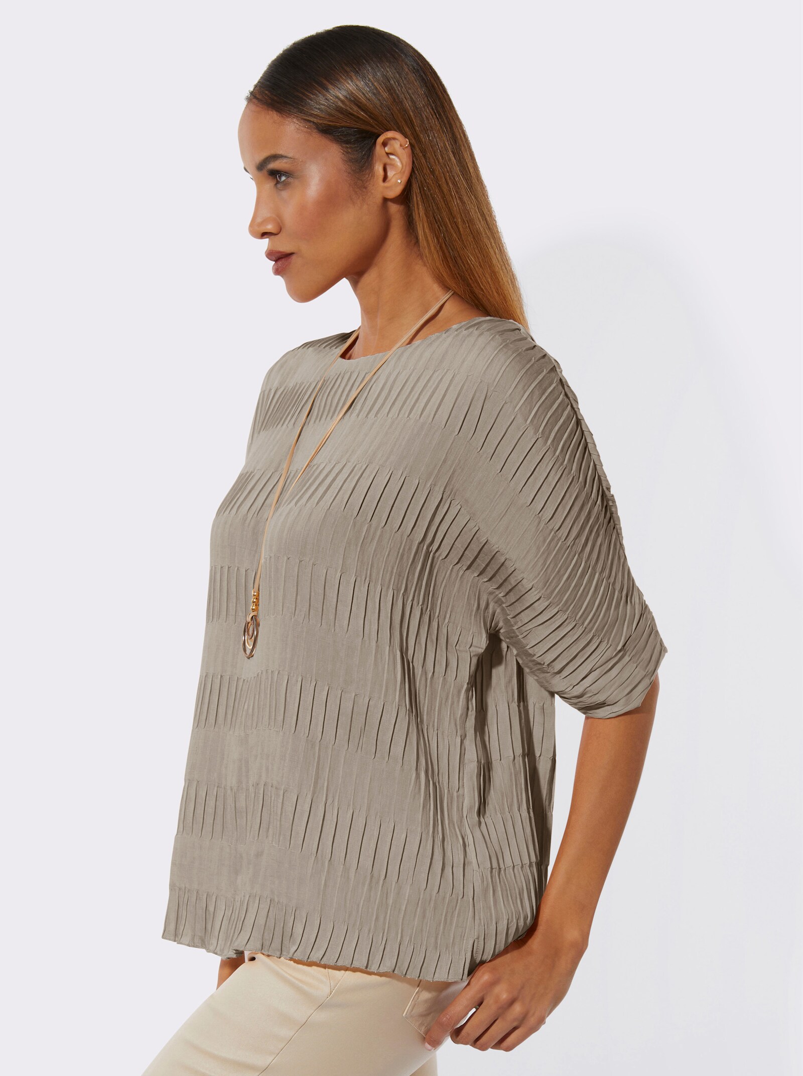 Schlupfbluse mit Fledermaus-Ärmeln - sesam