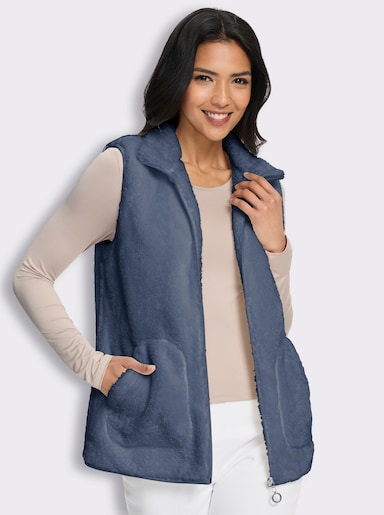 Fleeceweste mit aufgesetzten Taschen - rauchblau