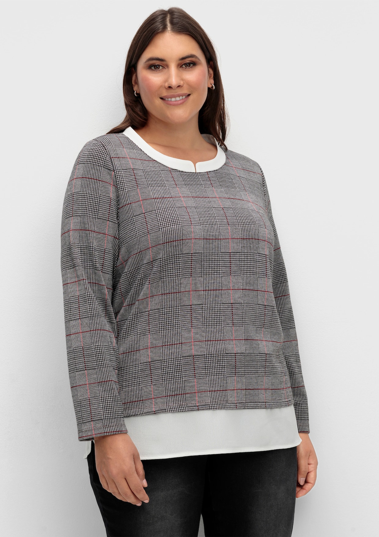 2-in-1-Shirt - schwarz-rot-kariert