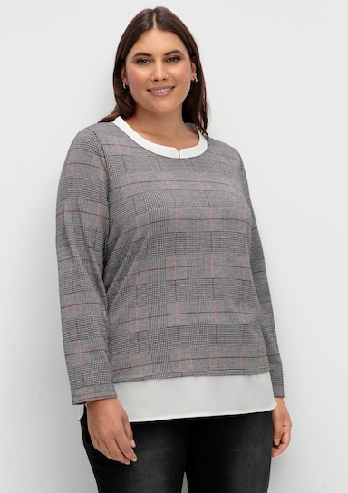 2-in-1-Shirt - schwarz-rot-kariert