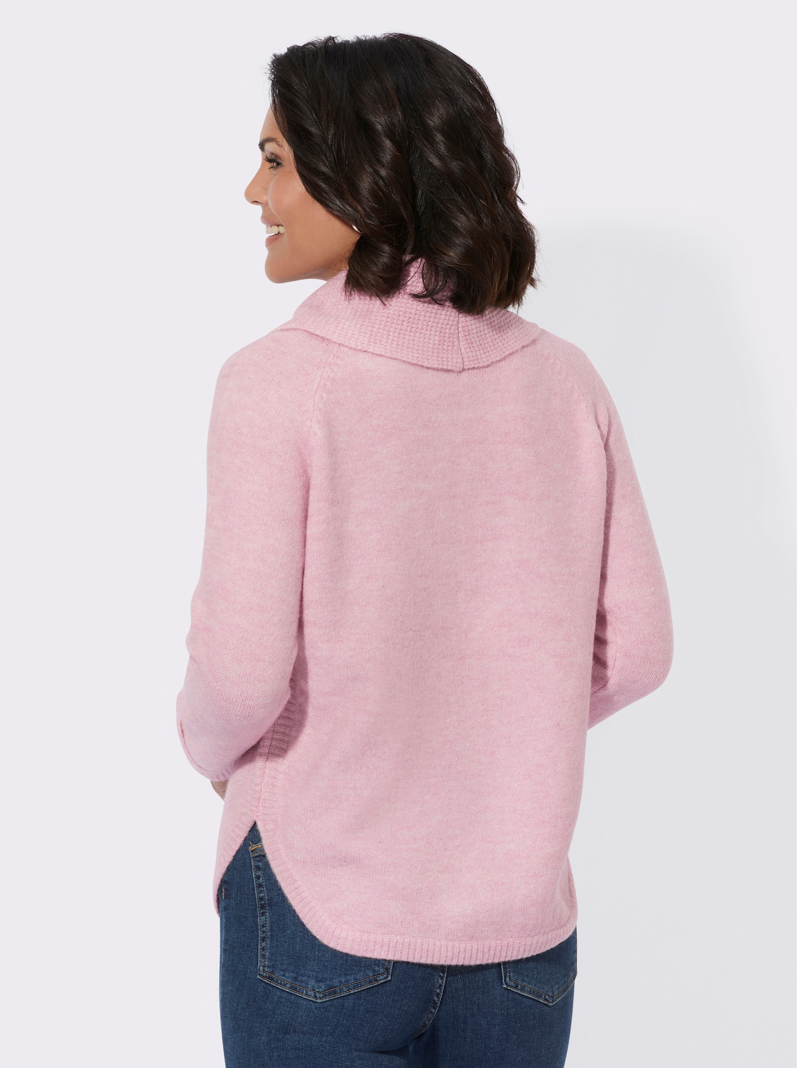 Rollkragenpullover aus Melangegarn - rosé-meliert
