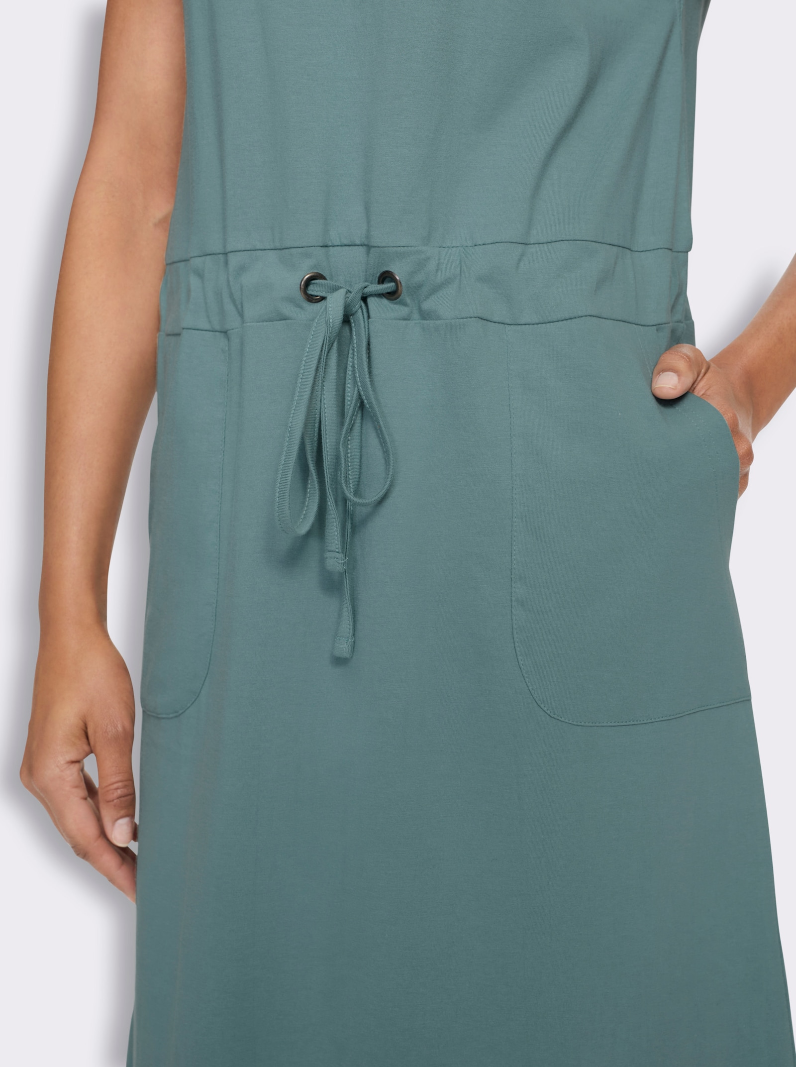 Jerseyjurk met bindceintuur - jade