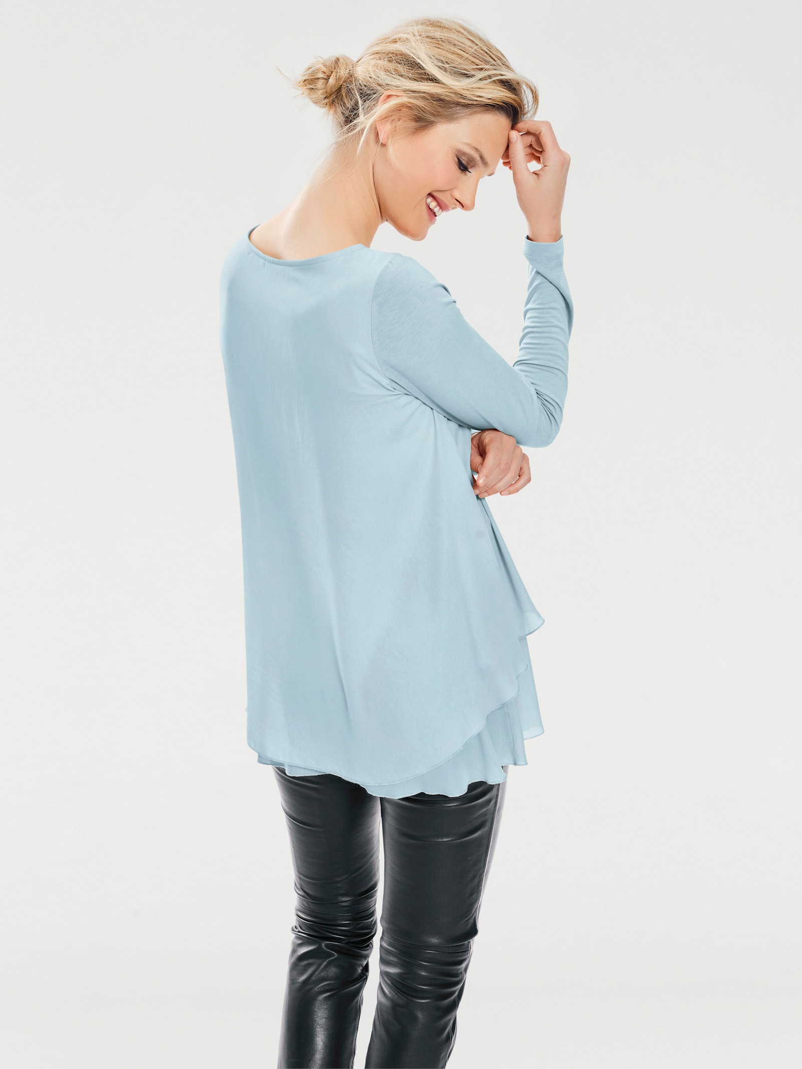 heine Langarmshirt in 2-in-1-Optik - hellblau