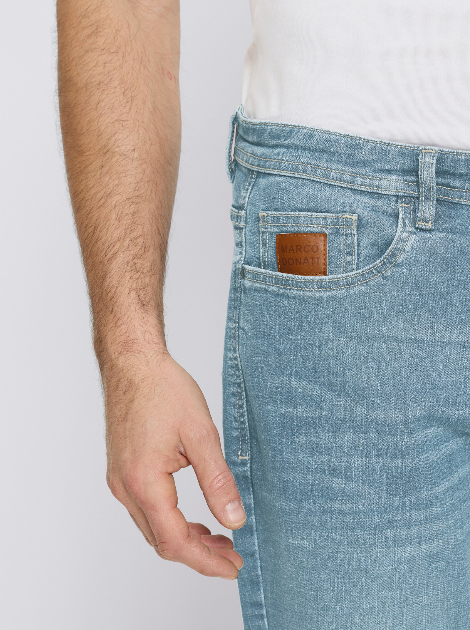 Marco Donati 5-Pocket-Jeans mit kontrastfarbenen Nähten - blue-bleached