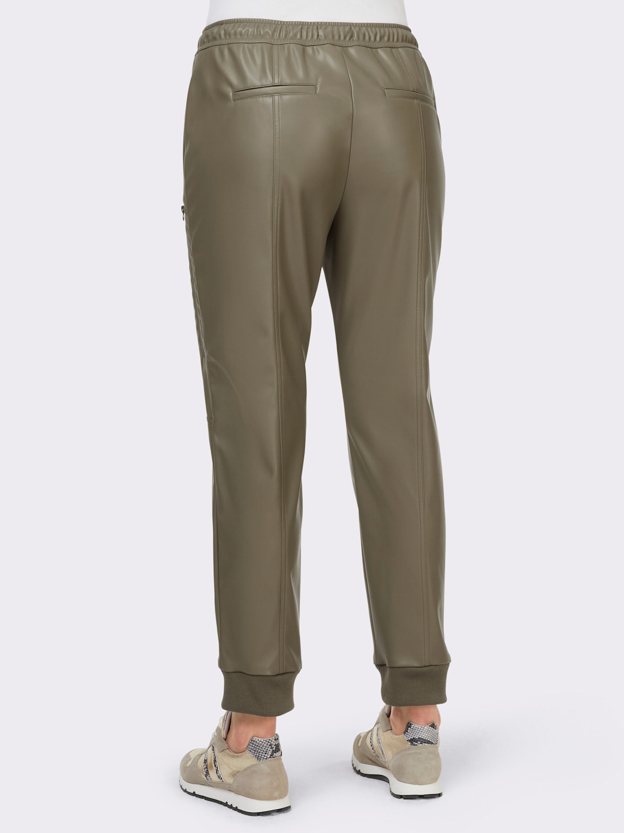 heine Broek van imitatieleer - kaki